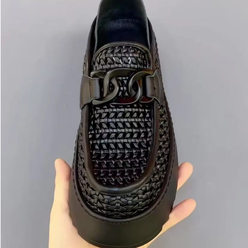 新款高品质编织皮面休闲百搭男鞋