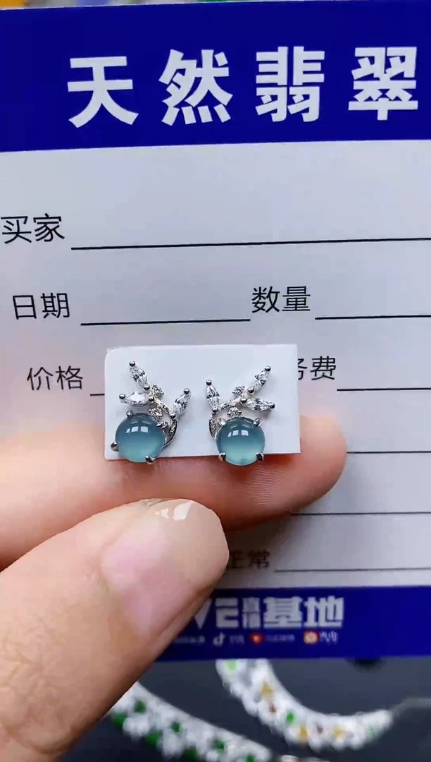 银S925镶嵌翡翠耳饰311