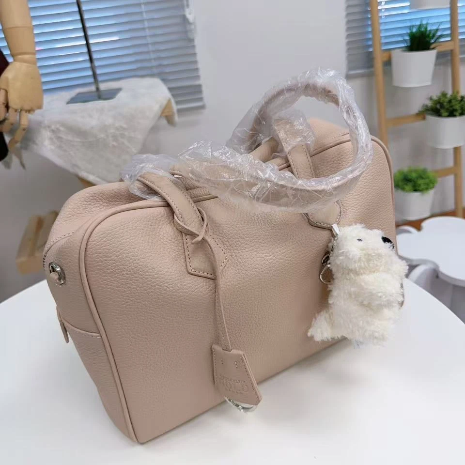 波士顿包通勤包荔枝纹手提单肩包包