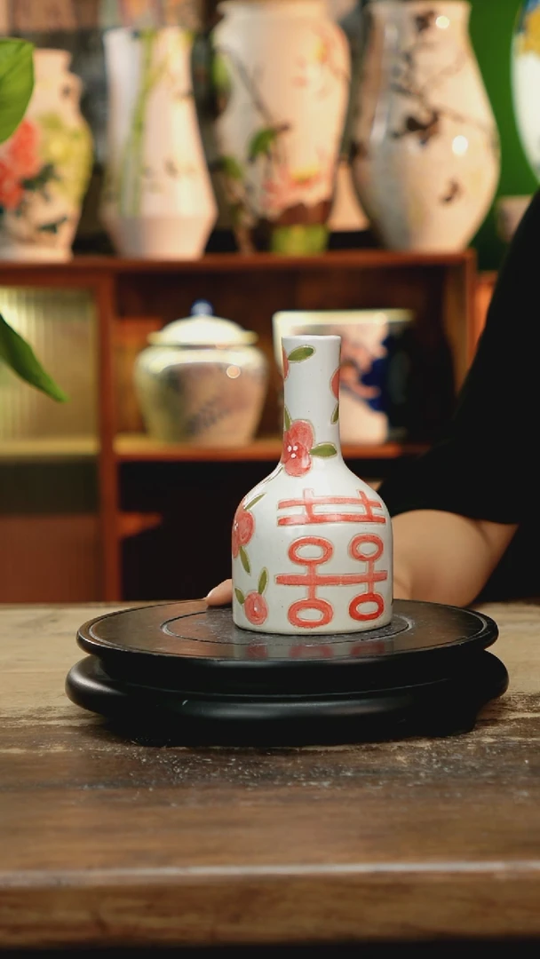 摆件 景德镇纯手工釉下彩精品花瓶