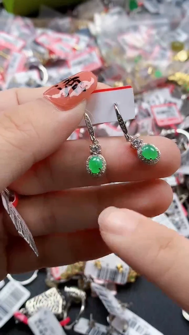 银S925镶嵌戒指翡翠天然A货缅甸翡翠