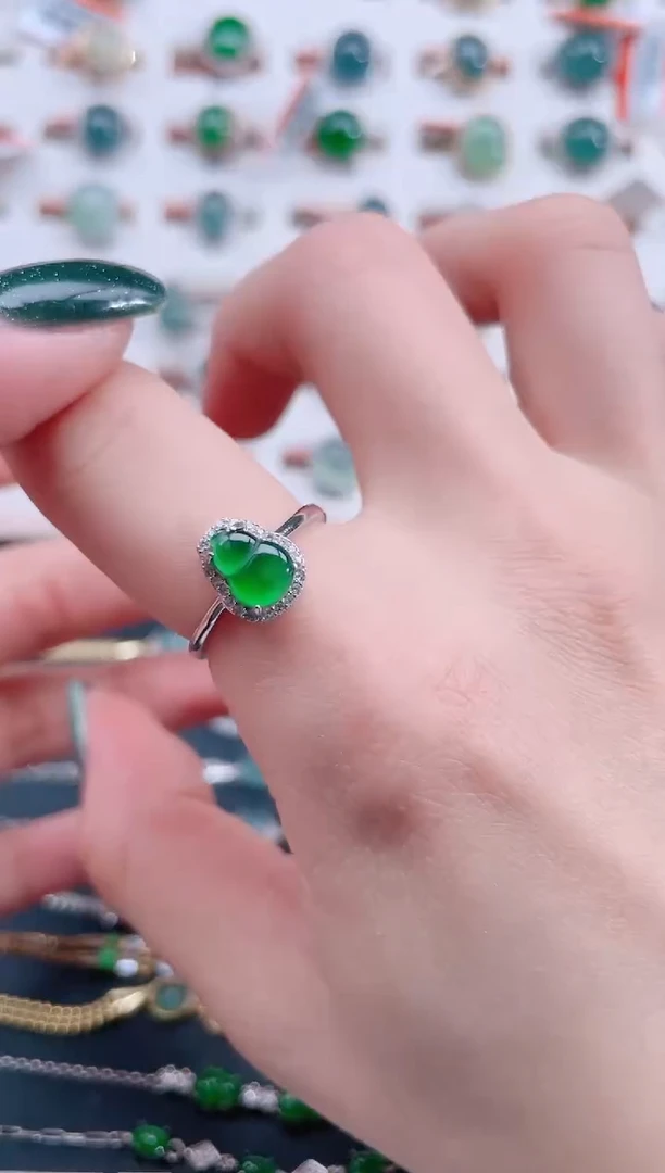 银S925镶嵌戒指翡翠天然翡翠