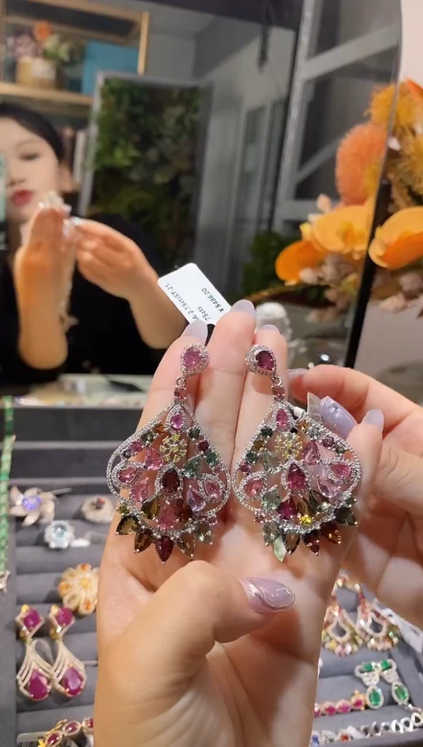 未镶嵌耳饰碧玺天然碧玺耳饰21.75ct