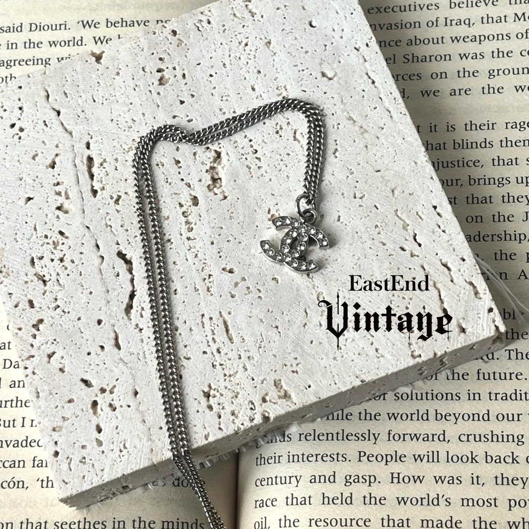 95新 Chanel/香奈儿 東区-银色双c满钻泫雅项链/35910