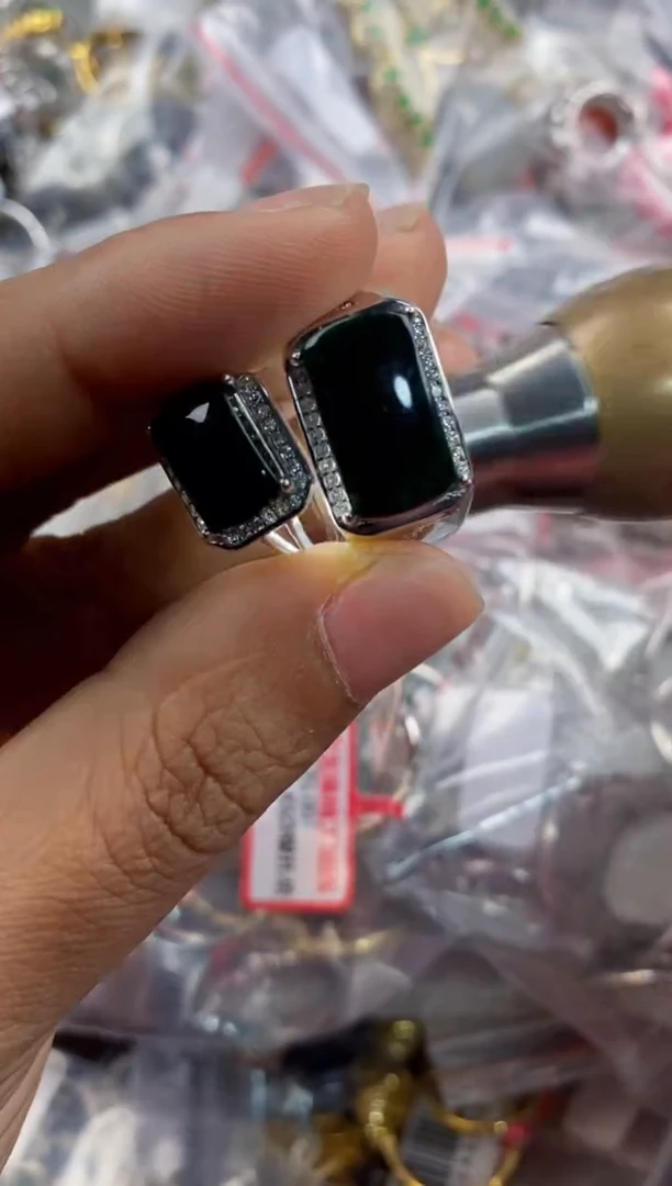 银S925镶嵌戒指翡翠111----1