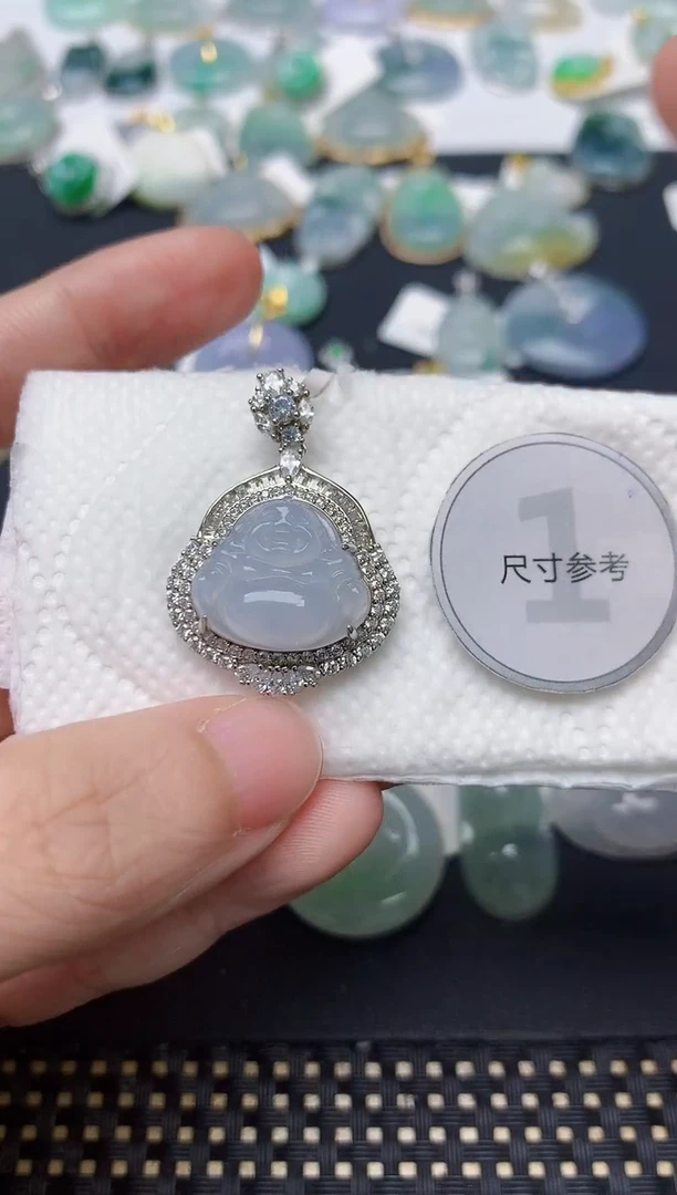 颈饰银S925镶嵌翡翠天然缅甸A货翡翠