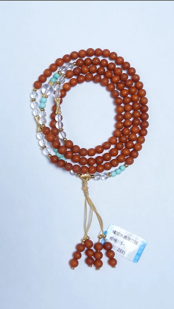 蜜蜡颈饰未镶嵌橘皮老蜡水晶项链