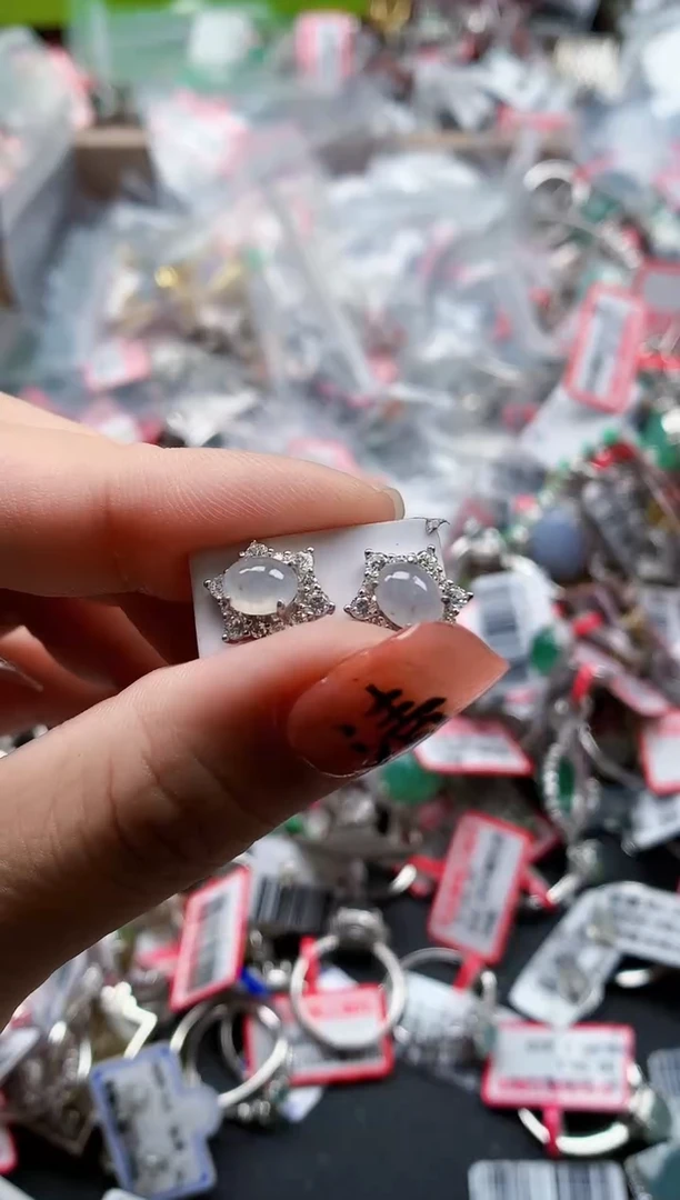 银S925镶嵌戒指翡翠天然A货缅甸翡翠