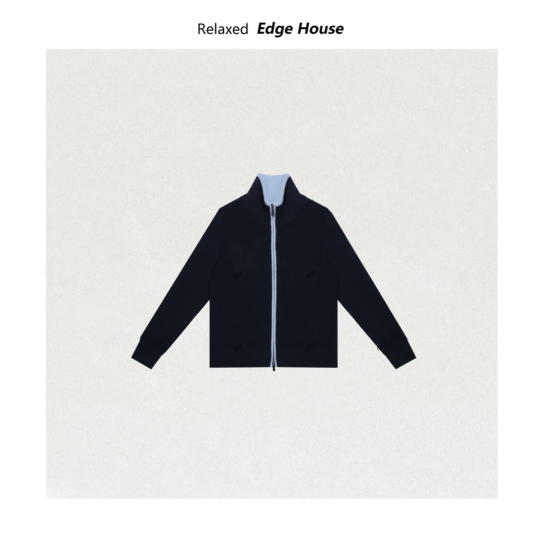 【呵呵家】海蓝之心 25FW100绵羊毛双头拉链立领秋冬开衫羊毛衫