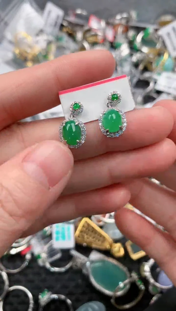 银S925镶嵌戒指翡翠333---8