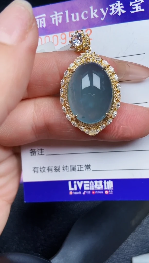 翡翠银S925镶嵌颈饰9582
