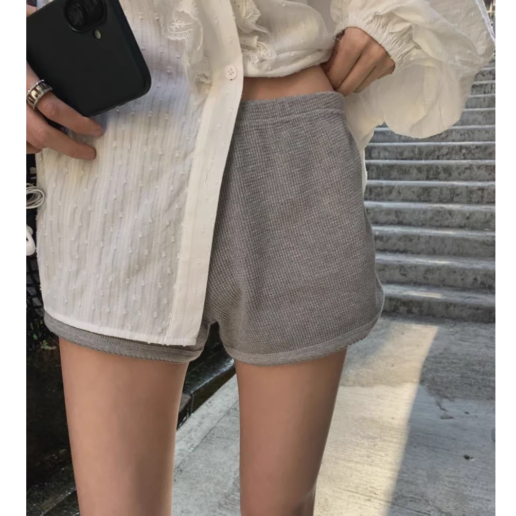 THE PLAN2025春季新款韩国东大门Baby酱同款华夫格3色休闲短裤