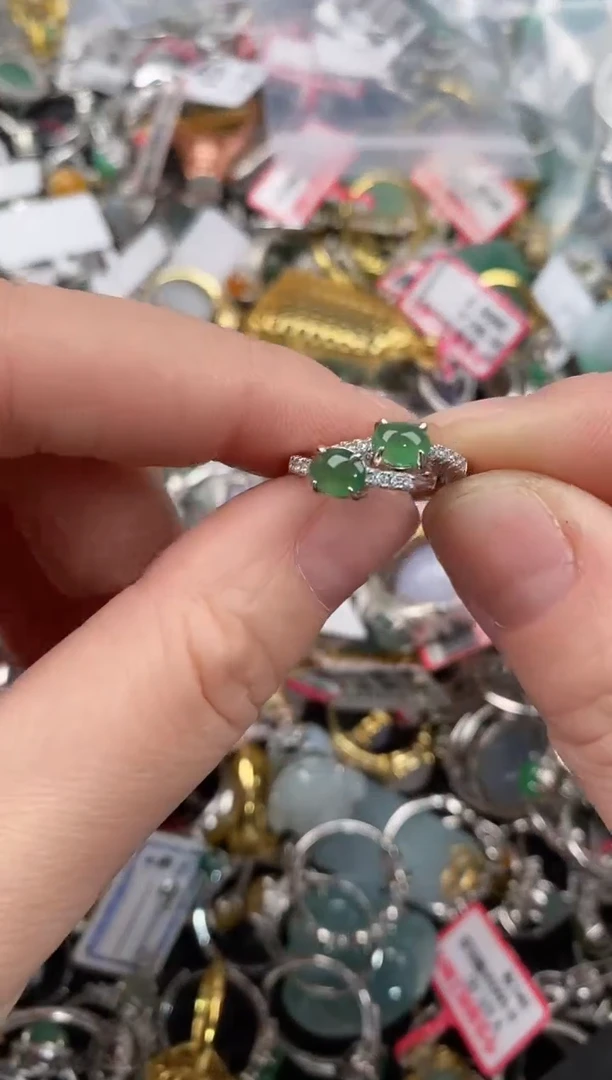 银S925镶嵌戒指翡翠888                 10