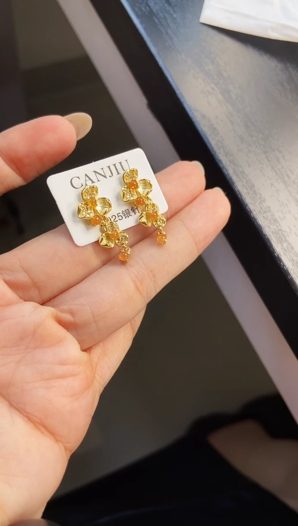 银S925镶嵌翡翠耳饰12