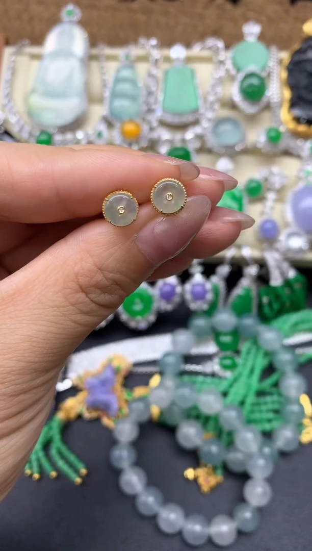 【闪购商品】翡翠耳饰18K金镶嵌47-中国好珍宝