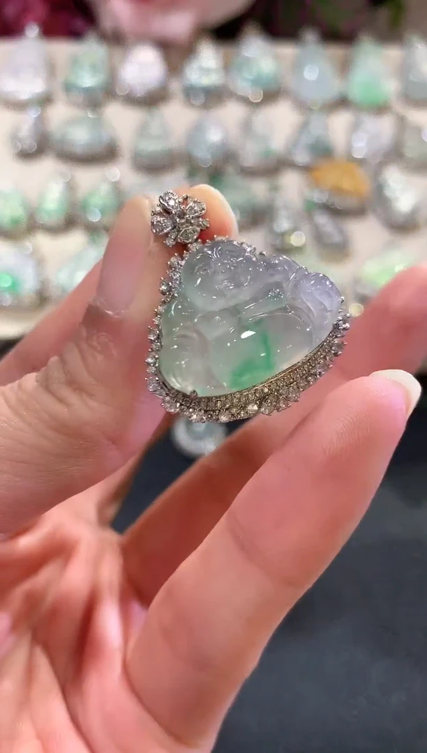 吊坠(不含链)18K金镶嵌翡翠n6