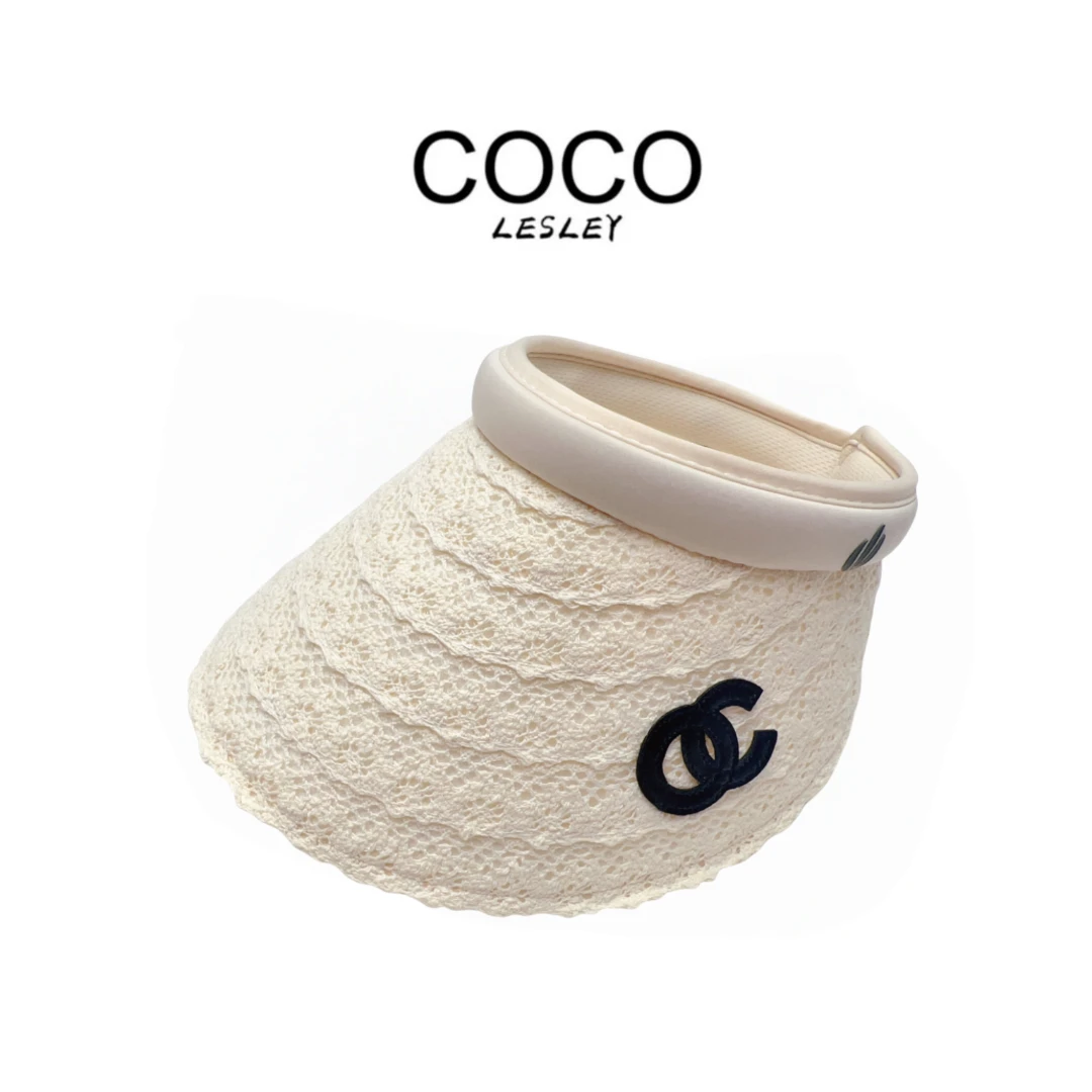 【COCO LESLEY】遮阳帽空顶帽空顶蕾丝帽子时尚女士草编沙滩帽X06