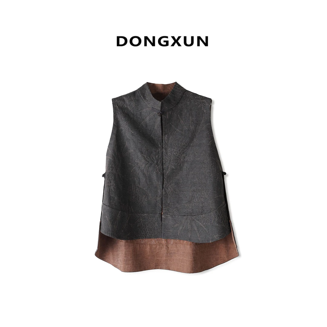 【醉翁亭】满分柞蚕丝 国风复古提花马甲DX24AM0013