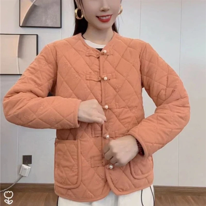 洋气国风妈妈装加绒棉服秋冬时尚中年棉袄保暖外穿小香风外套B31