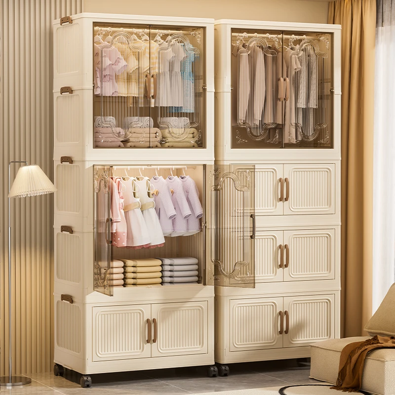 【76CM】特大号折叠收纳衣柜家用双开门免安装简易儿童收纳箱出租房