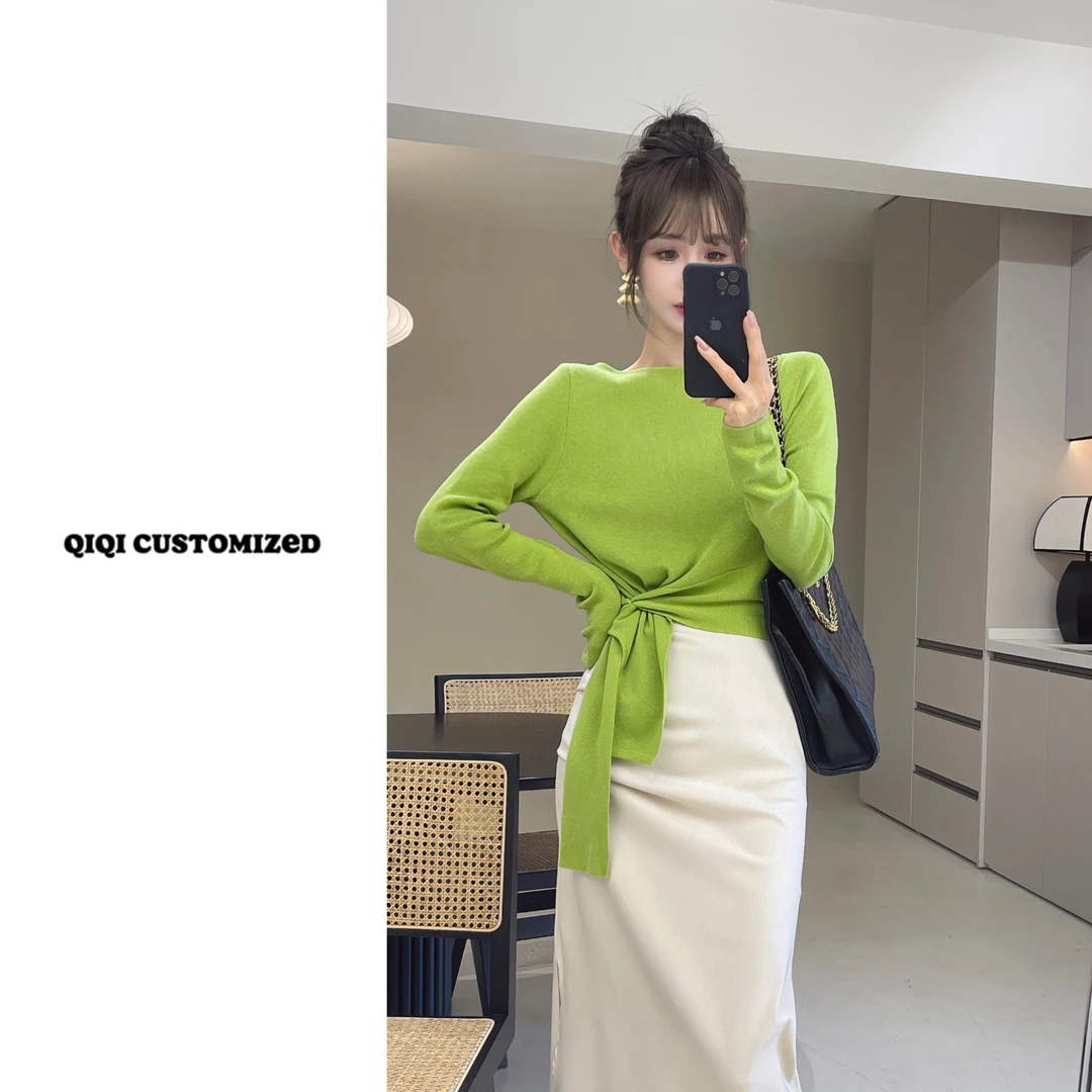 【戚戚定制】浪漫前奏曲-简约精致下摆系带超细毛衣#3488