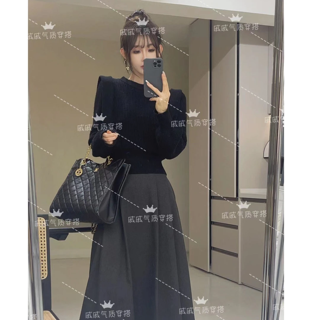 【戚戚定制】City diary-秋冬ins纯色显瘦气质灯笼袖毛衣#1609