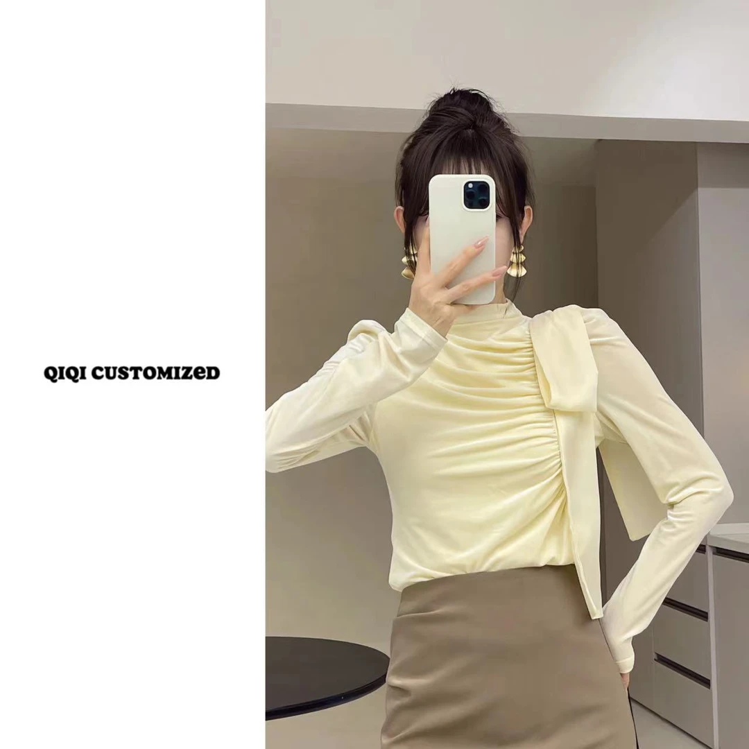 【戚戚定制】巴黎遇见秋-秋季法式优雅显瘦蝴蝶结泡袖小衫#60559