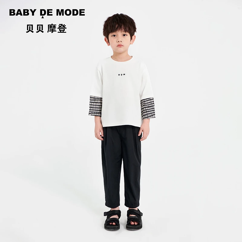 Baby De Mode/贝贝摩登男童针织拼色假两件X24UL02