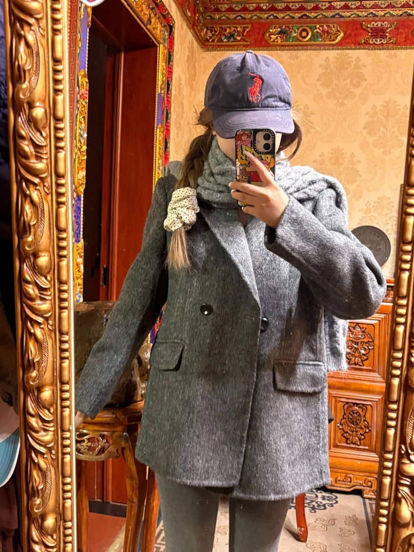 纯羊毛西装垫肩外套气质显瘦2020秋冬新款