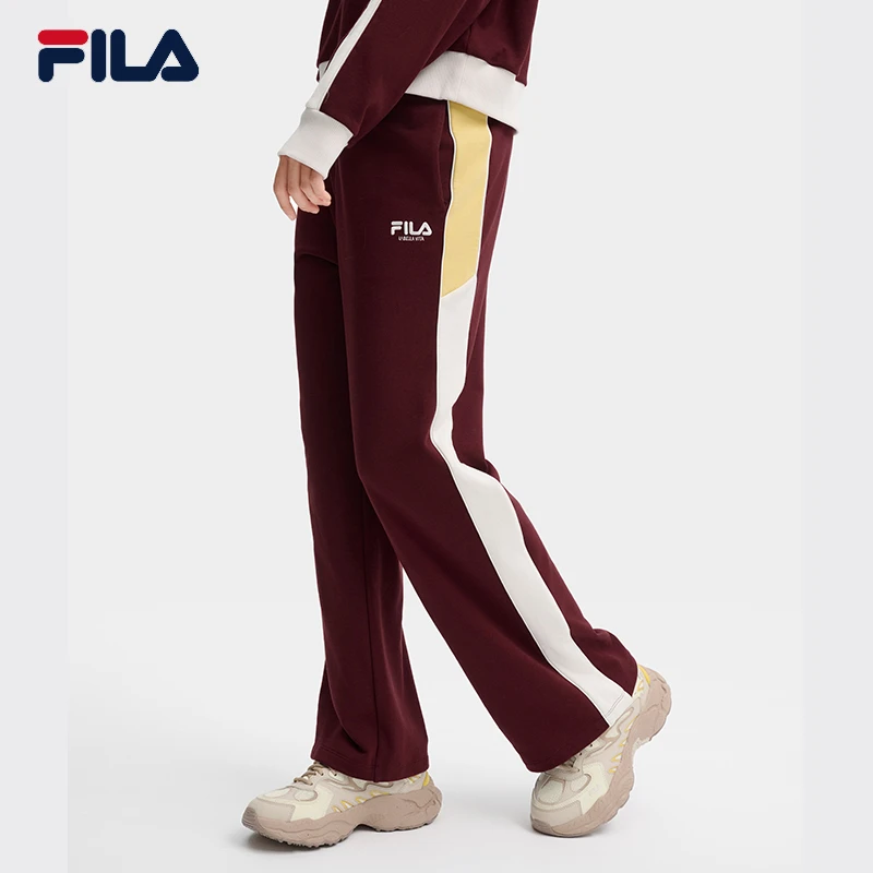 Fila/斐乐女秋季新款【时尚休闲百搭撞色】阔腿直筒长裤F11W439602F