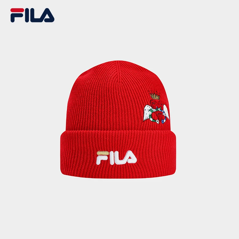 Fila/斐乐女新款【绵羊毛针织帽】红色时尚休闲保暖帽子F13W519262F