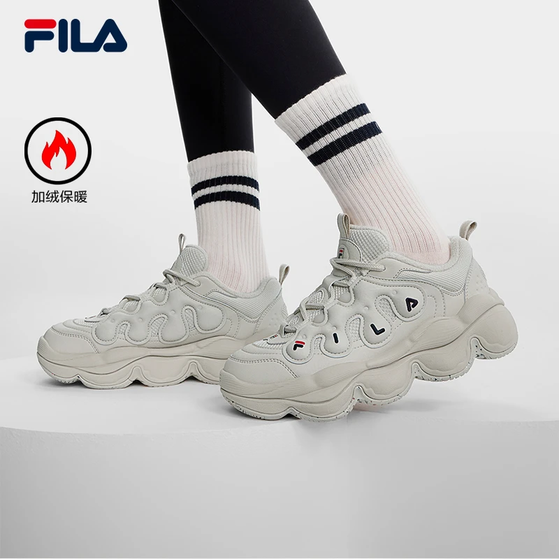 Fila/斐乐女春季【新品加绒厚底豌豆鞋】舒适潮流面包鞋F12W441111F