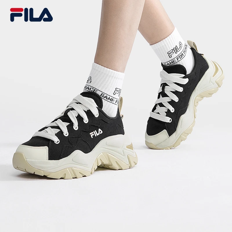 Fila/斐乐春休闲百搭【鱼刺鞋】厚底摩登帆布鞋【雅丹风】F12W321304F