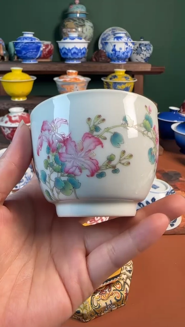 【闪购商品】杯福利款 粉彩玉兰花 缸杯