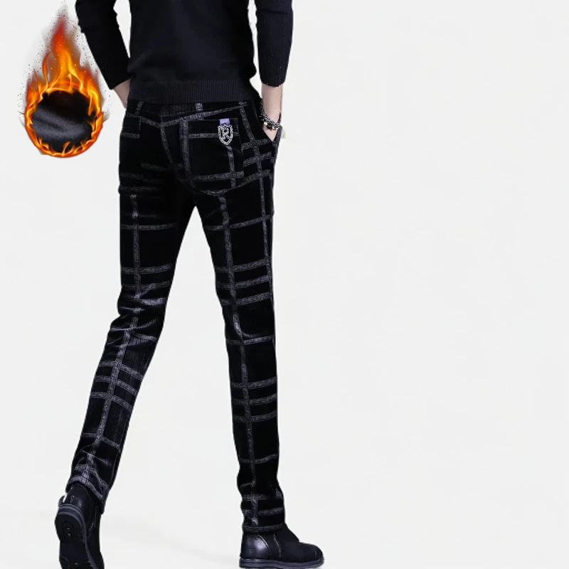 冬季加厚保暖金丝绒男裤新款裤子男士休闲裤商务高级西裤直筒长裤