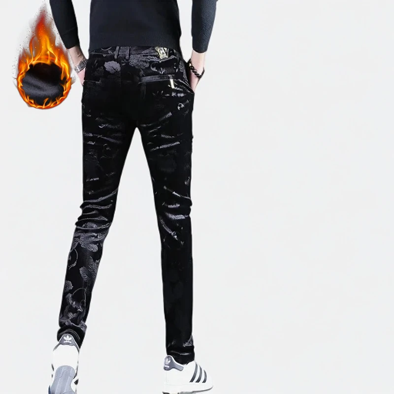 冬季加厚保暖金丝绒男裤新款裤子男士休闲裤商务高级西裤直筒长裤