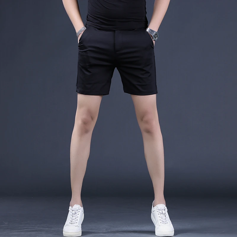 英伦男短裤潮流冰丝三分西裤薄款速干男士休闲外穿修身五分裤马裤