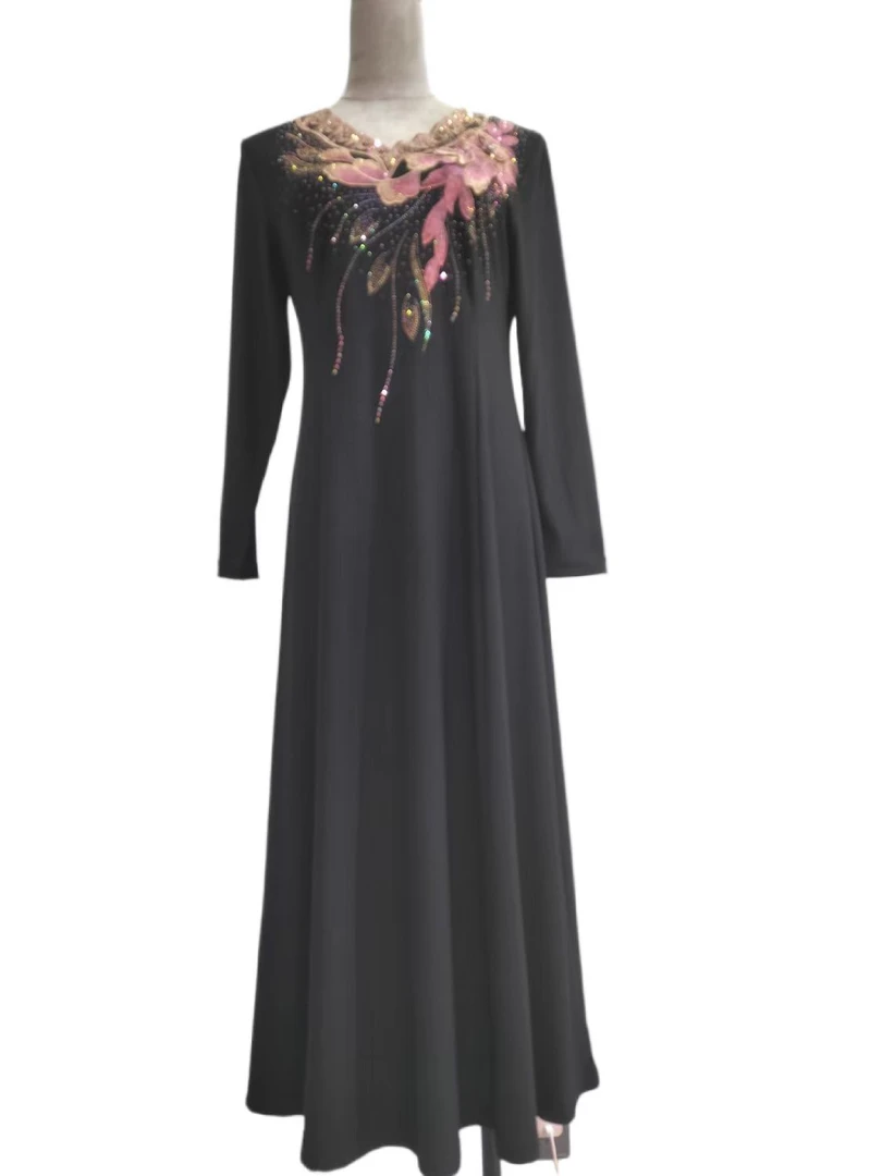 新款时尚绣花镶钻连衣裙26865