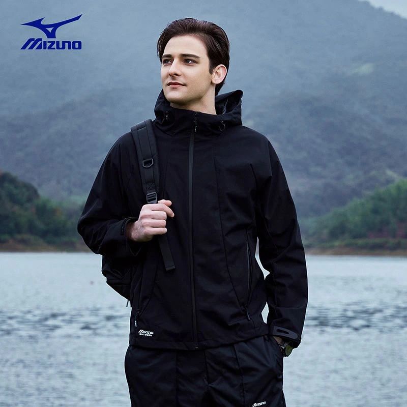 Mizuno/美津浓户外夹克外套男春秋季连帽防风防水宽松情侣登山服