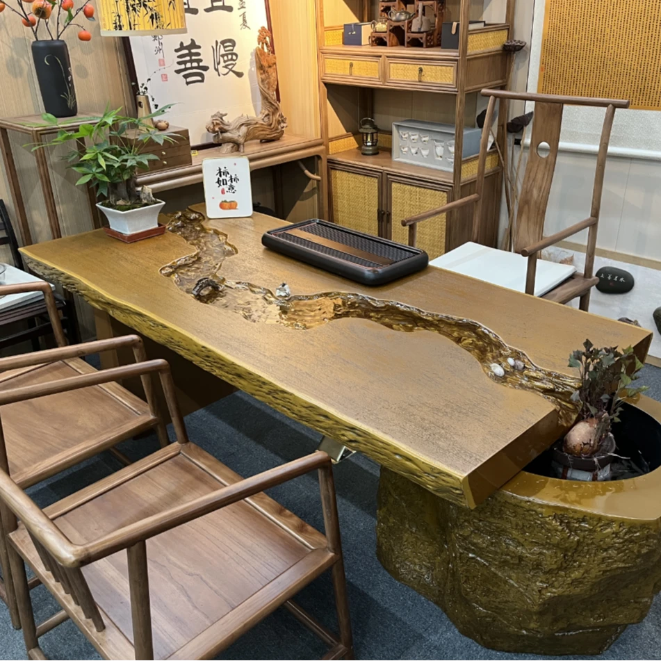 1.97米赤水河款流水大板茶桌茶台家用办公桌户外茶桌茶台一整套