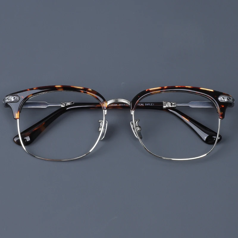 周SIR同款！ 手作复古雕花加宽眉框大脸钛板眼镜男配近视变色镜片