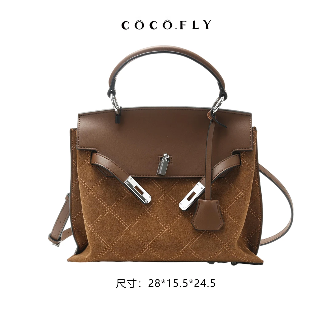 新款大容量菱格双肩包WG-2355-棕色