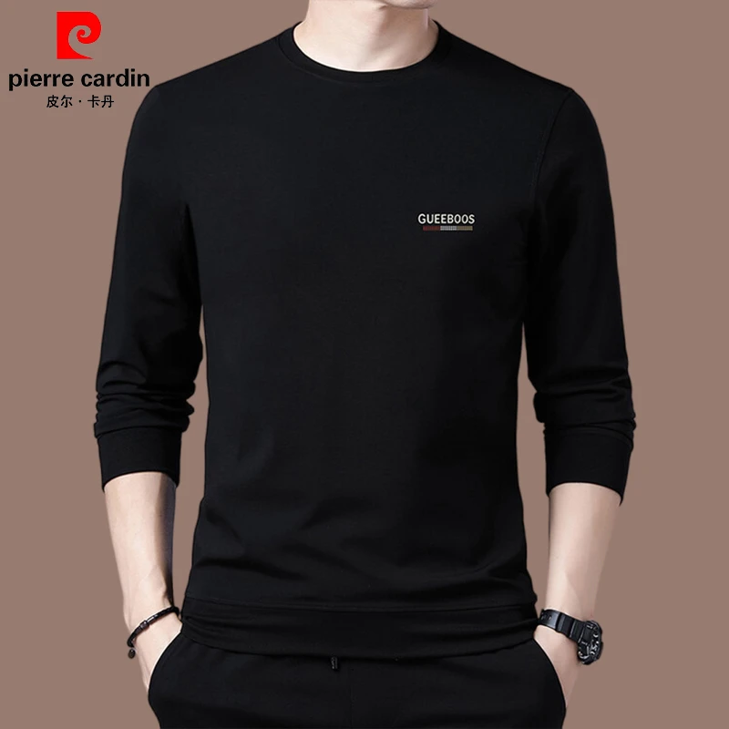 皮尔卡丹正品秋季男上衣长袖印花男装中青年圆领时尚套头新款卫衣