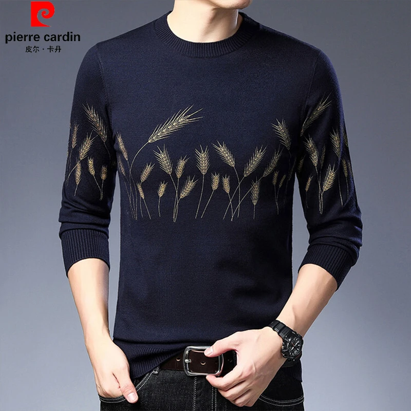皮尔卡丹正品男士高档休闲潮流长袖圆领秋冬季针织衫毛衣新款男装