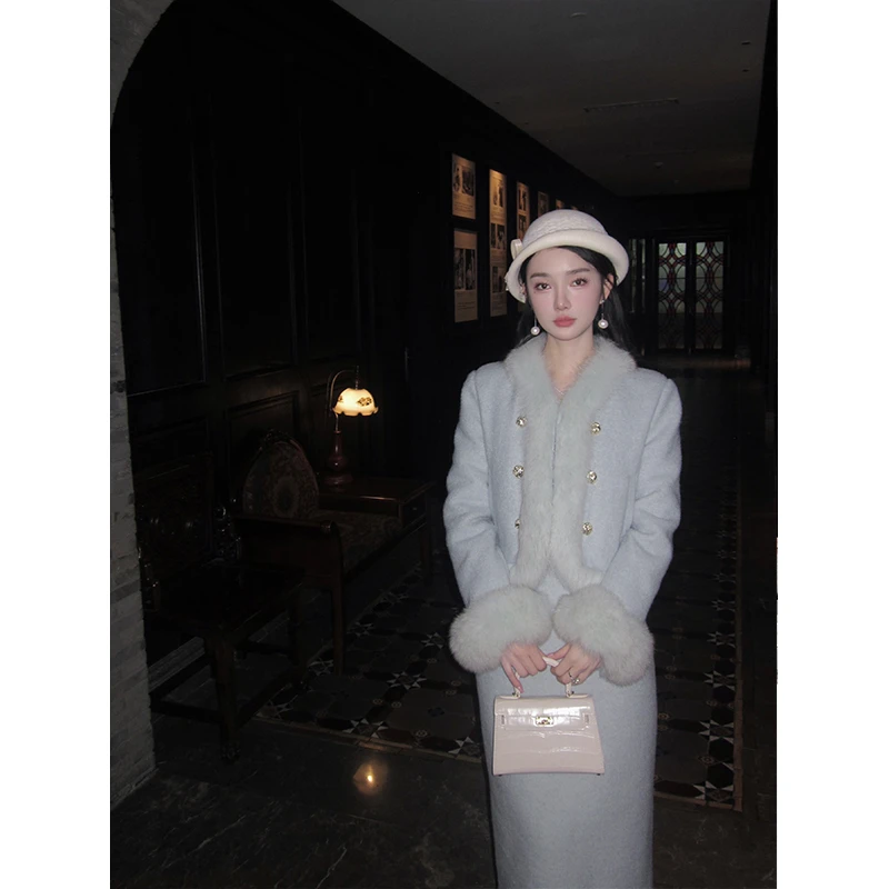 LRL【浅蓝海岸】2设计师款气质法式套装RL023462