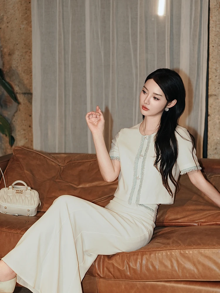 LRL【邻家小香】2设计师款名媛千金风轻奢夏季上衣半裙RL024269