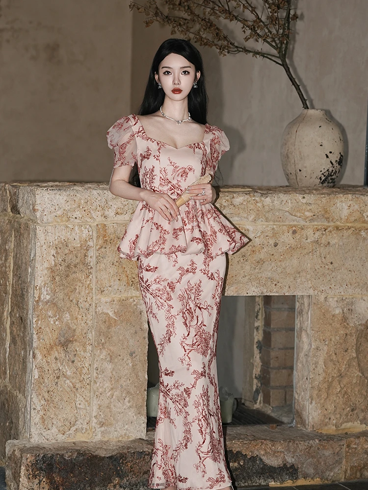 LRL【花间曼事】2原创气质轻奢法式显瘦衬衫半裙夏季套装RL024305