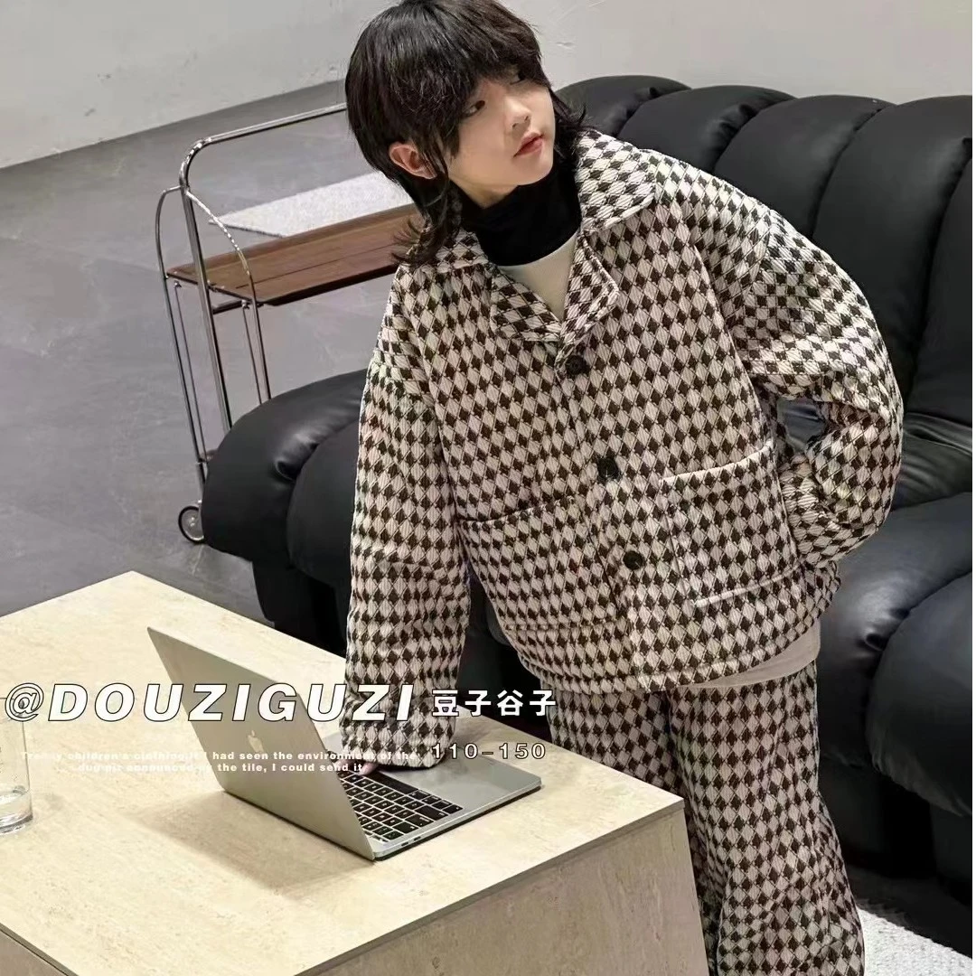 儿童三层加厚一套过冬家居服潮流韩版修身儿童