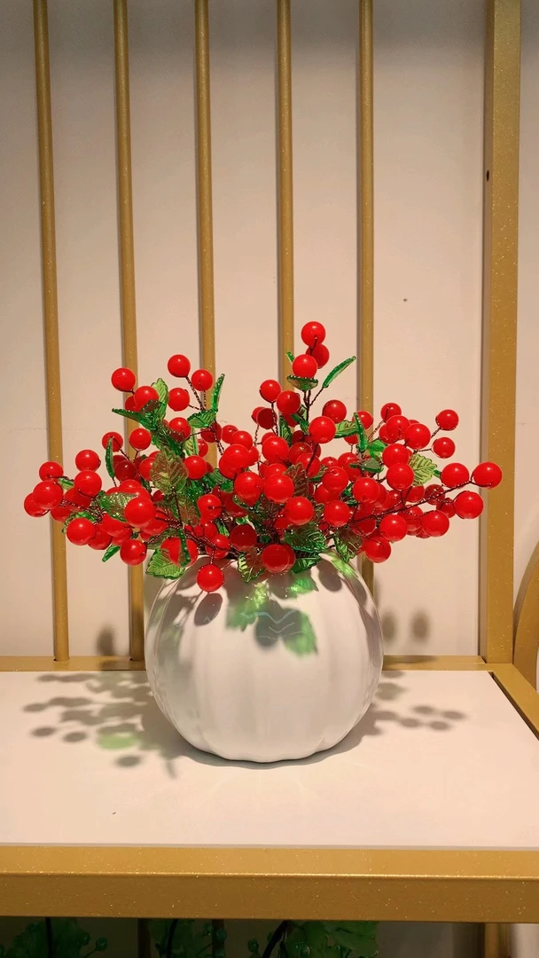 一路长红绿叶版 卡14大号仿玉珠 手工DIY 材料包
