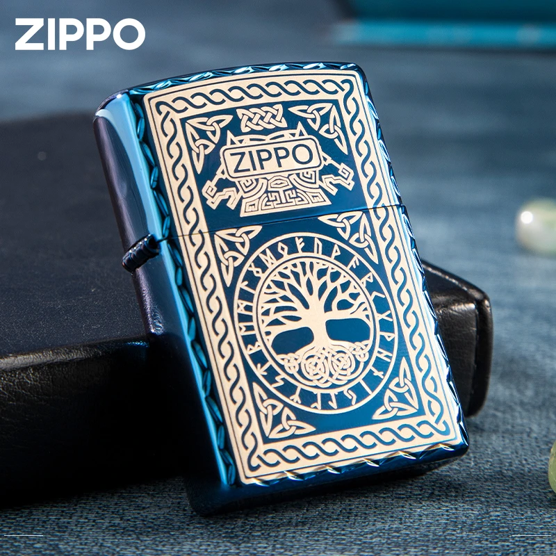 ZIPPO/之宝打火机生命之树设计个性款蓝色经典官方正品火机DYX1H1